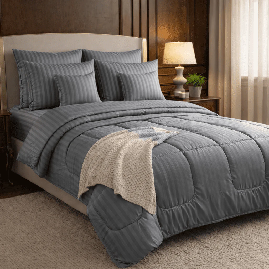 Luxury Stripes Comforter Set - 8pcs - Image 3