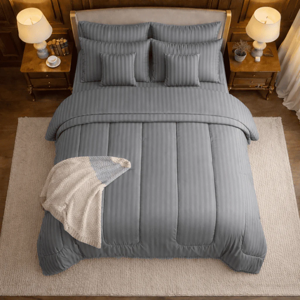 Luxury Stripes Comforter Set - 8pcs - Image 4
